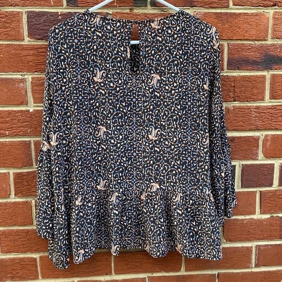 MADEWELL SILK FIESTA PAISLEY BELL- SLEEVE WOMENS TOP SIZE LARGE - Picture 5 of 7